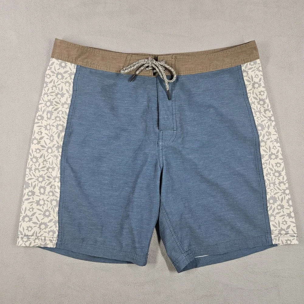Katin Board Shorts Mens 33 (Fits 35) Snap Button Fly Sparky Floral Swim Trunks